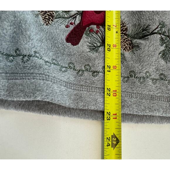 Croft & Barrow Zip Cardinals Birds Embroidered Petite Large Gray Fleece Cardigan - Picture 6 of 7